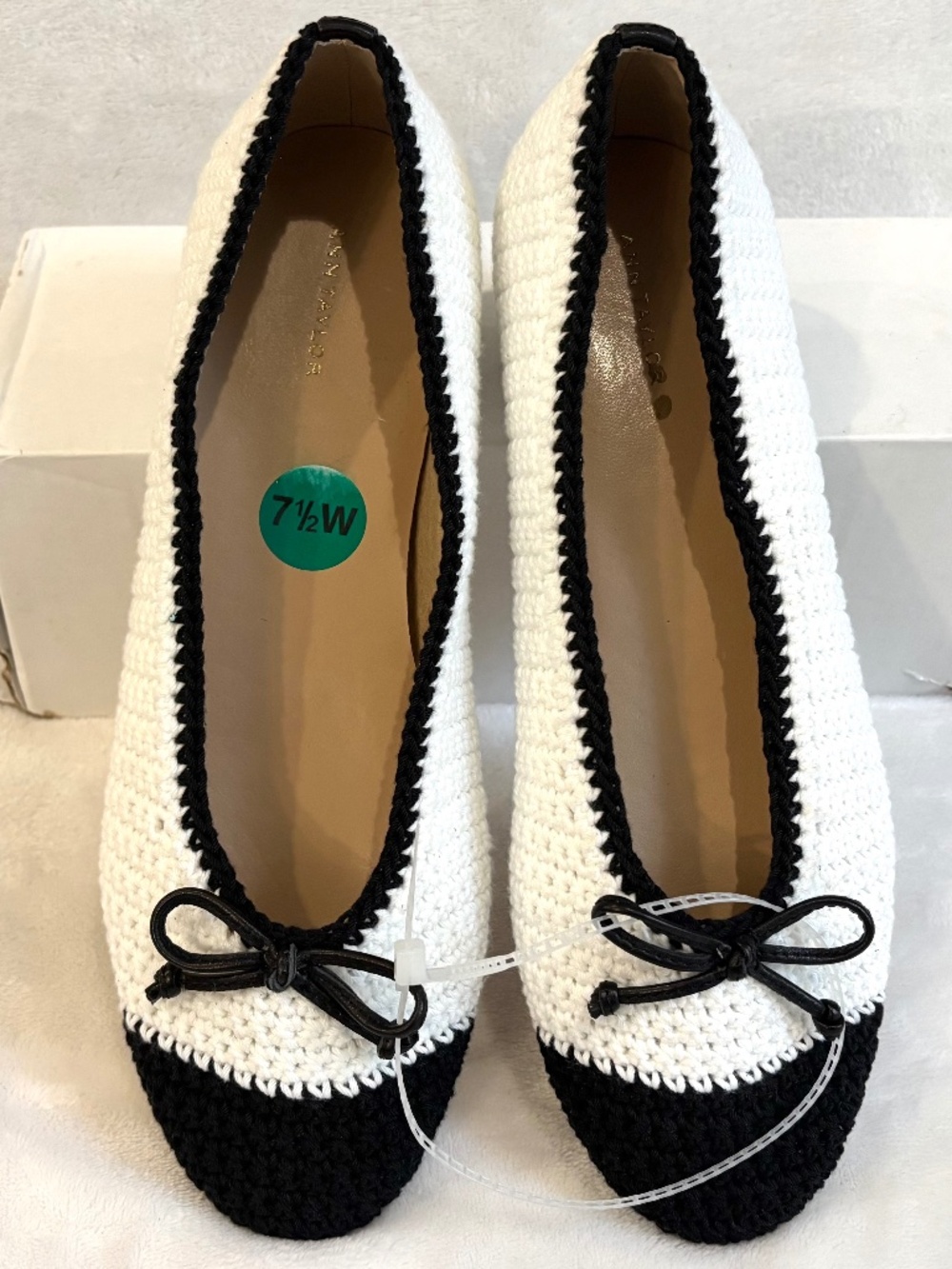 Black White Crochet Knit BalletCore Classic Color Block  Ballet Shoes SZ 7.5M - Picture 4 of 14